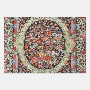 Feuille De Papier Cadeau Découpage florale Vintage persane des années 60