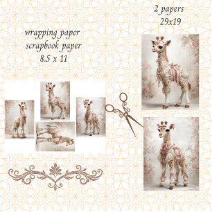Feuille De Papier Cadeau Découpage Giraffe Whimsical Scrapbooking rose