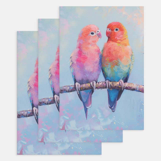 Feuille De Papier Cadeau Découpage Inséparables arc-en-ciel (Créateur téléchargé)