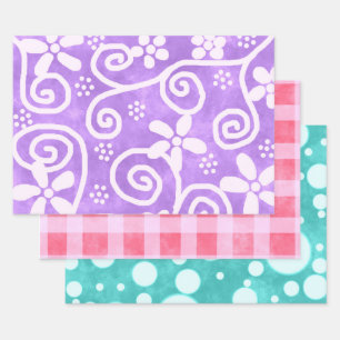 Feuille De Papier Cadeau Découpage motif multi-couleurs à pois gingham flor