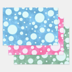Feuille De Papier Cadeau Découpage motif pois blancs multicolores