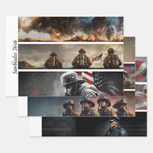 Feuille De Papier Cadeau Decoupage Pompiers Fiers Drapeau Américain