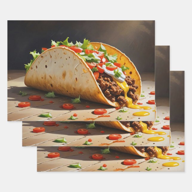 Feuille De Papier Cadeau Découpage Taco Still Life (Lot)