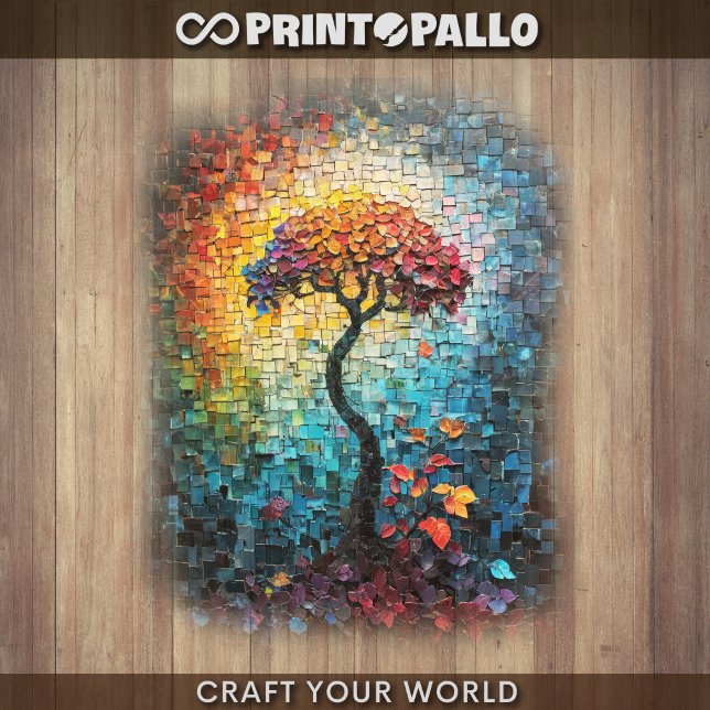 Feuille De Papier Cadeau Decoupage - Tiled ceramic dreamlike tree -  (Créateur téléchargé)