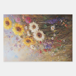 Feuille De Papier Cadeau Découpage Tournesol Vibrant, Marguerites, Fleurs s
