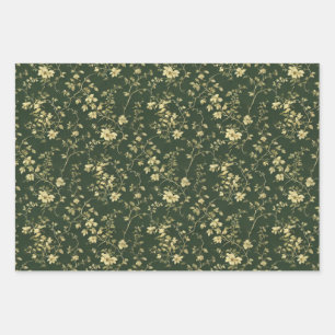 Feuille De Papier Cadeau Découpage vert du cottage floral