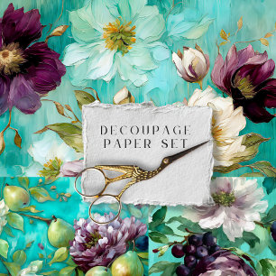 Feuille De Papier Cadeau Découpage vintage de fleurs végétales