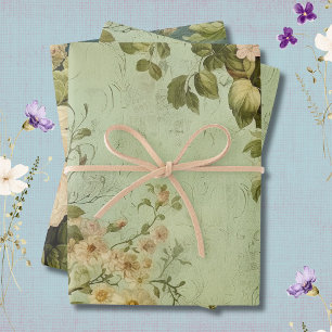 Feuille De Papier Cadeau Découpage vintage du Rose Floral