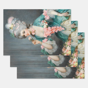 Feuille De Papier Cadeau Découpage vintage Marie Antoinette