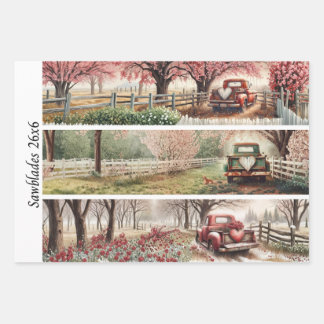 Feuille De Papier Cadeau Decoupage Vintage Valentine Trucks Handsaws Signs 