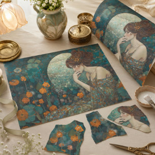 Feuille De Papier Cadeau Découpe Art nouveau inspirée de Klimt Fleur de Lun