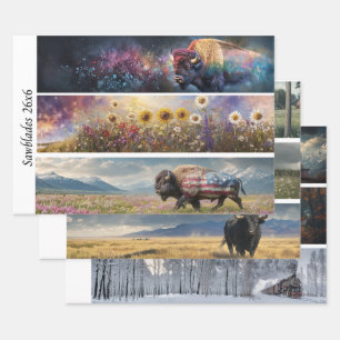 Feuille De Papier Cadeau Découpe Cosmique Bison Designs de scie à main Fleu
