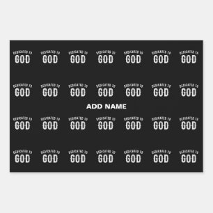 FEUILLE DE PAPIER CADEAU DÉDIÉ À DIEU PERSONNALISABLE COOL TEXTE BLANC