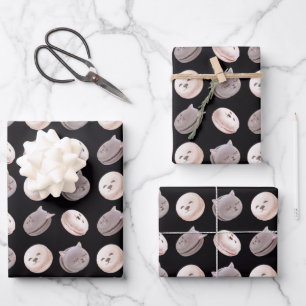 Feuille De Papier Cadeau Défilé de Macarons – Motif Sans Couture Kitty & Pu