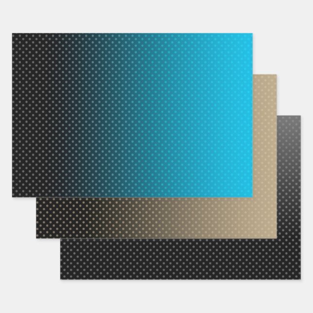 Feuille De Papier Cadeau dégradé bleu avec petits pois (Lot)
