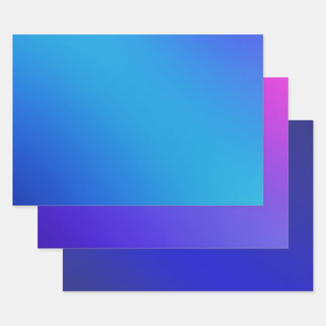 Feuille De Papier Cadeau Dégradé bleu clair Aqua Ombre (Lot)