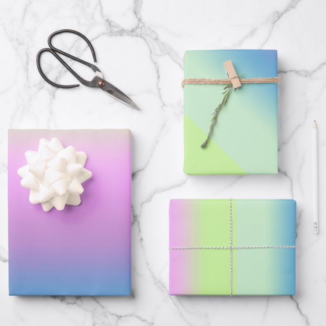 Feuille De Papier Cadeau Dégradé lumineux. (Recto)