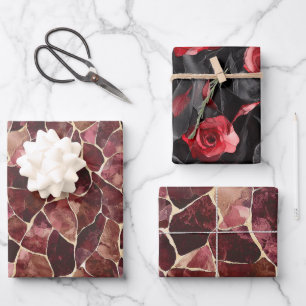 Feuille De Papier Cadeau Délicieux Abstrait Chic Rouge Bourgogne pour une M