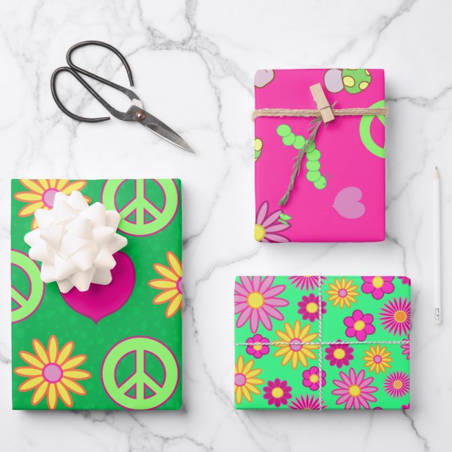 Feuille De Papier Cadeau Délires de Marguerites (Recto)