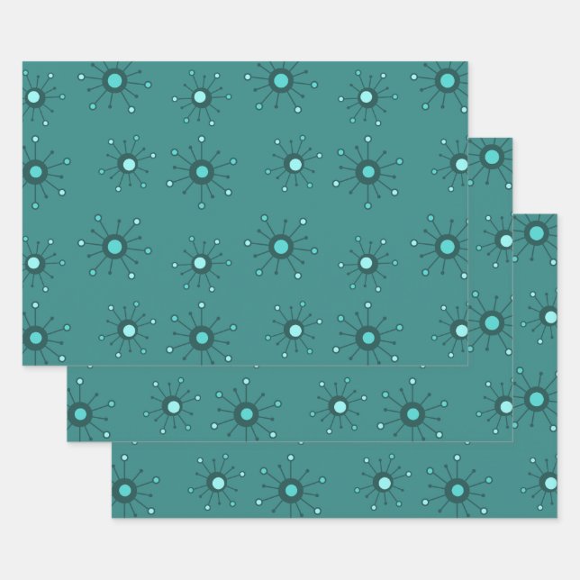 Feuille De Papier Cadeau Démarrage atomique Turquoise (Lot)