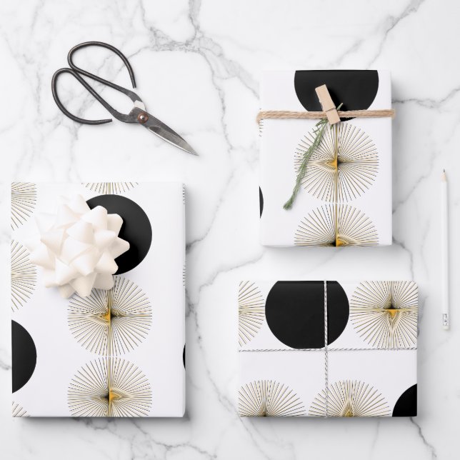 Feuille De Papier Cadeau Demi-cercle moderne du milieu du siècle (Recto)