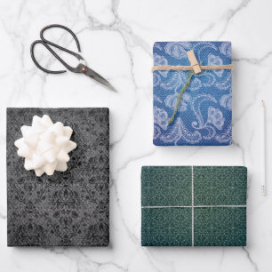 Feuille De Papier Cadeau Denim Lace Mode Designer Texture