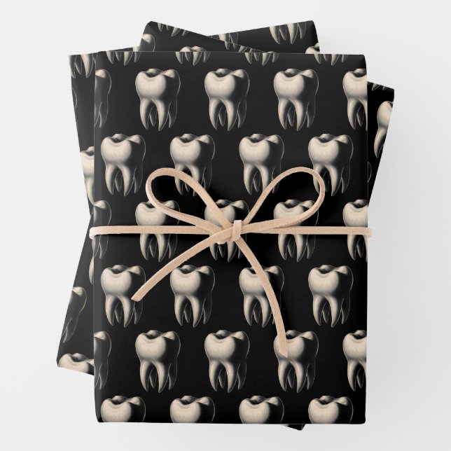Feuille De Papier Cadeau Dent et Dentaire (En situation)