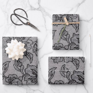 Feuille De Papier Cadeau Dentelle noire 1