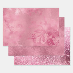 Feuille De Papier Cadeau Dentelle rose chic