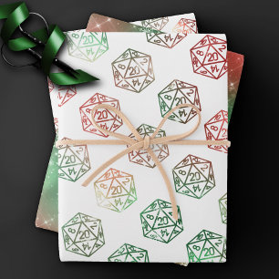 Feuille De Papier Cadeau Dés à jouer RPG   XMAS Fantastique Rétro Tabletop 