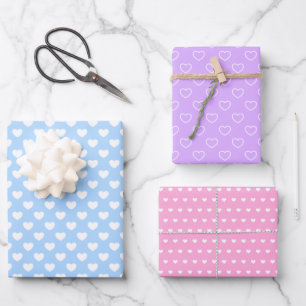 Feuille De Papier Cadeau Des Couleurs Pastel Enchantant Avec Un Motif Coeur