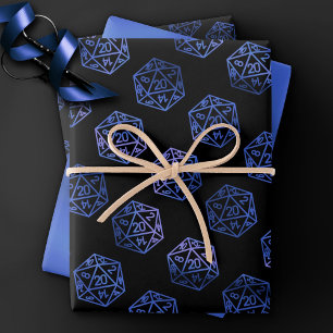 Feuille De Papier Cadeau Dés RPG   Joueur de rôle d'Imaginaire bleu