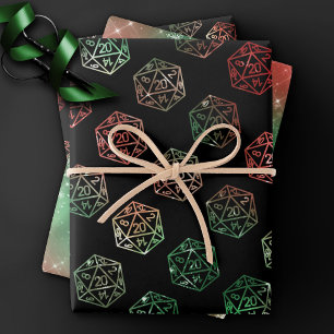 Feuille De Papier Cadeau Dés RPG XMAS Fantasy Rétro Tabletop PnP Joueur