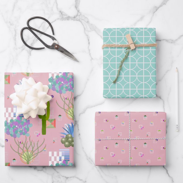 Feuille De Papier Cadeau Désert moderne du milieu du siècle (Recto)