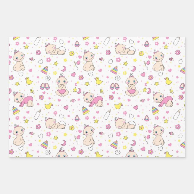 Feuille De Papier Cadeau Design bébé mignon (Devant)