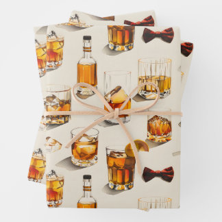 Feuille De Papier Cadeau Design cravate Whiskey et bow