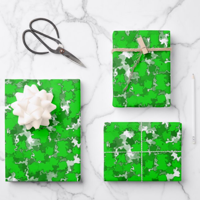 Feuille De Papier Cadeau Design d'art Abstrait Foliage vert (Recto)