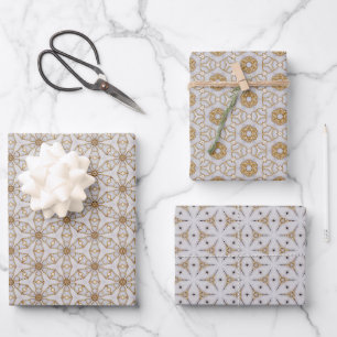 Feuille De Papier Cadeau Design d'ivoire et d'or éblouissant