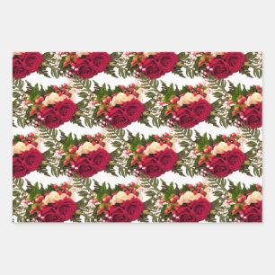 Feuille De Papier Cadeau Design Floral Rose rouge Swagger.
