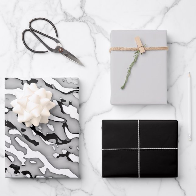 Feuille De Papier Cadeau Design gris clair long de Caméo (Recto)