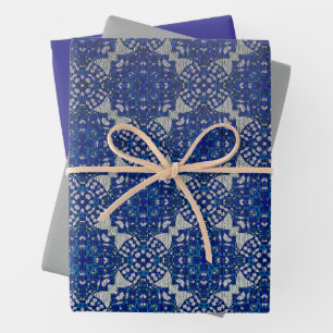 Feuille De Papier Cadeau Design monochromatique Faux Blue Grey