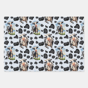 Feuille De Papier Cadeau Design Motif animal de vache