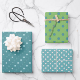 Feuille De Papier Cadeau Design point bleu et vert