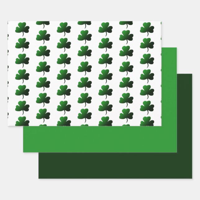 Feuille De Papier Cadeau Design Shamrock vert (Lot)