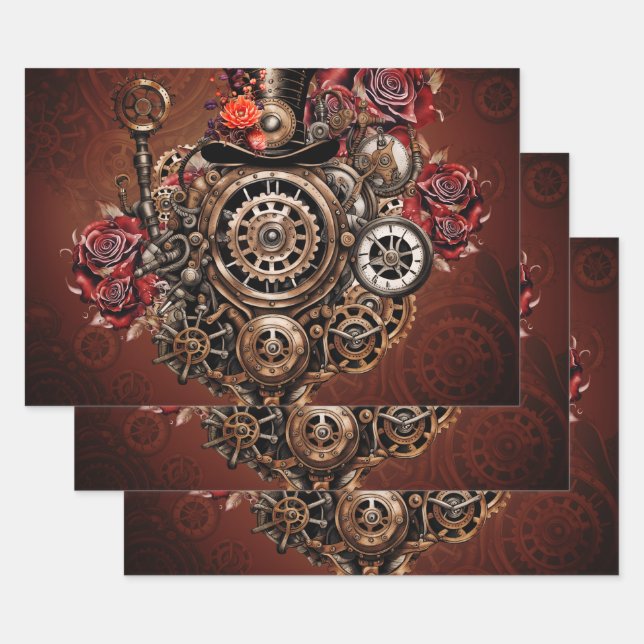 Feuille De Papier Cadeau Design Steampunk merveilleux (Lot)