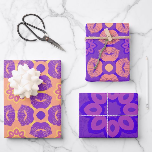 Feuille De Papier Cadeau Design violet (Recto)