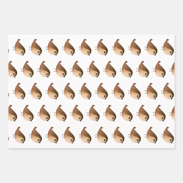 Feuille De Papier Cadeau Dessin d'Oiseau de Bruant (Devant)