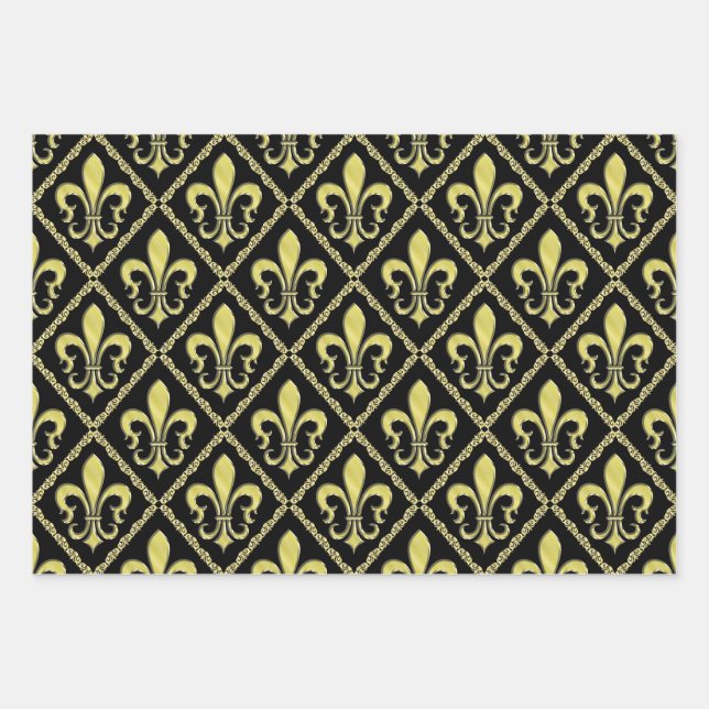 Feuille De Papier Cadeau Dessin élégant de fleur de lis (Devant)
