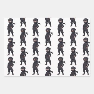 Feuille De Papier Cadeau Dessin Ninja Guerriers Garçons fête d'anniversaire
