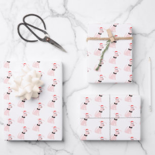 Feuille De Papier Cadeau Dessin rose chien Cheeky Chien Noël